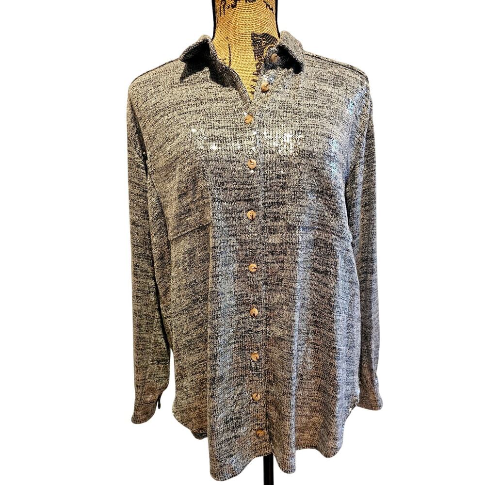 Anthropologie Hadley Relaxed Buttondown Shirt by Pilcro Shine Edition NWT, Sz S - Picture 2 of 9